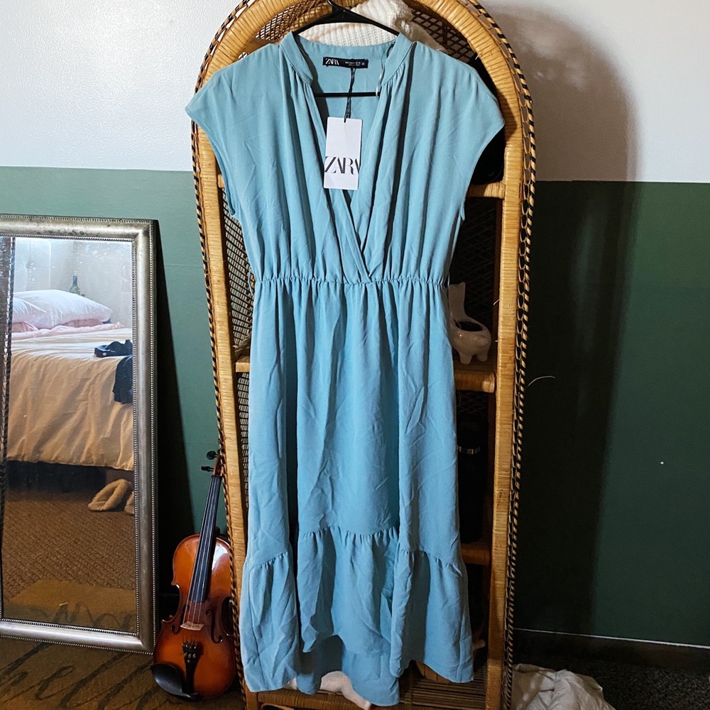 ZARA Blue Midi Dress